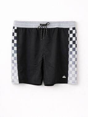 🆕️Quiksilver Board Shorts Men’s Size L Black Checkered Swim Trunks Surf Beach